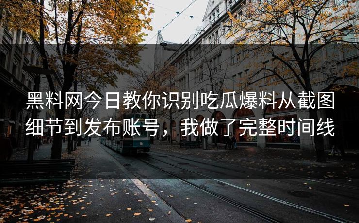 黑料网今日教你识别吃瓜爆料从截图细节到发布账号，我做了完整时间线