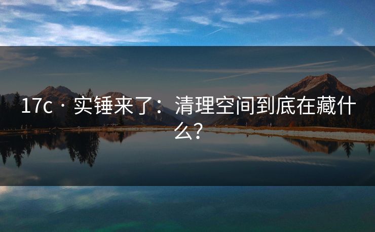 17c · 实锤来了：清理空间到底在藏什么？
