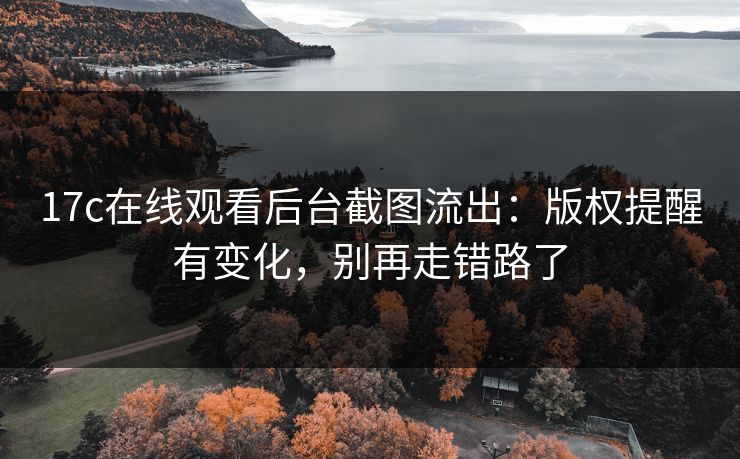 17c在线观看后台截图流出：版权提醒有变化，别再走错路了