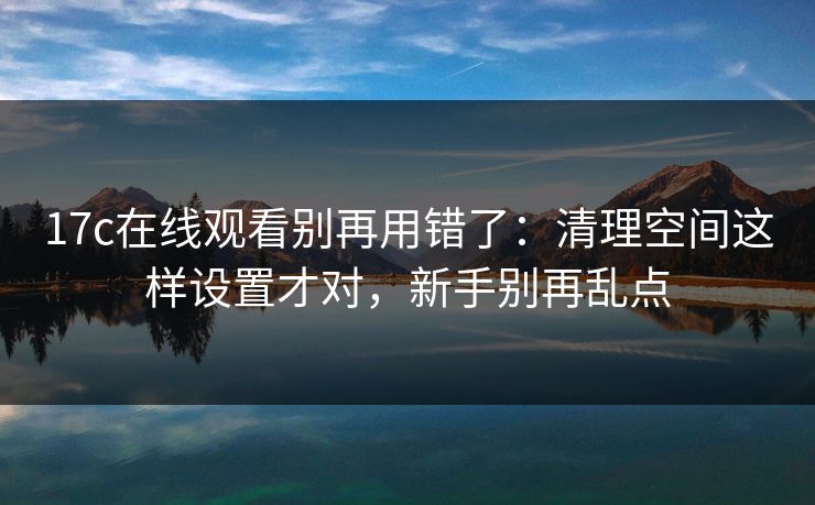 17c在线观看别再用错了：清理空间这样设置才对，新手别再乱点