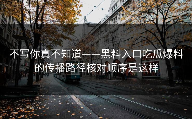 不写你真不知道——黑料入口吃瓜爆料的传播路径核对顺序是这样