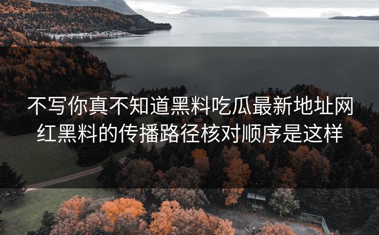不写你真不知道黑料吃瓜最新地址网红黑料的传播路径核对顺序是这样