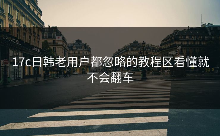 17c日韩老用户都忽略的教程区看懂就不会翻车